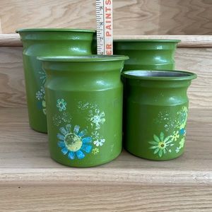 Vintage Nesting Tins Kitchen Utensil Storage Mid Century Modern 60s 70s Boho